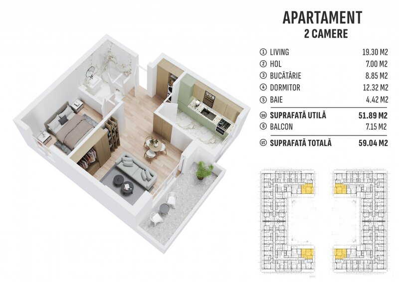 Siena Residence, apartament 2 camere, comision 0%, direct dezvoltator.